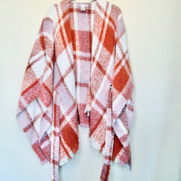 Max Stuido | Fuzzy Fringe Belted Open Front Relaxed Fall Blanket Kimono Cardigan - Picture 2 of 14